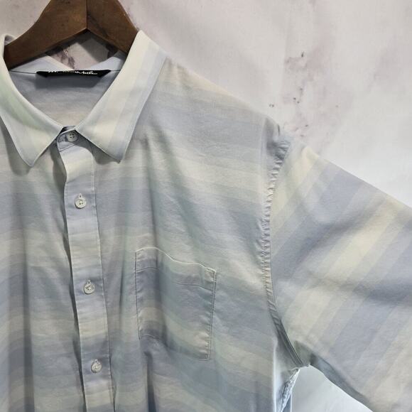 Travis Mathew Shirt Mens XL Blue White Striped Button Up Lightweight Short - Picture 10 of 11